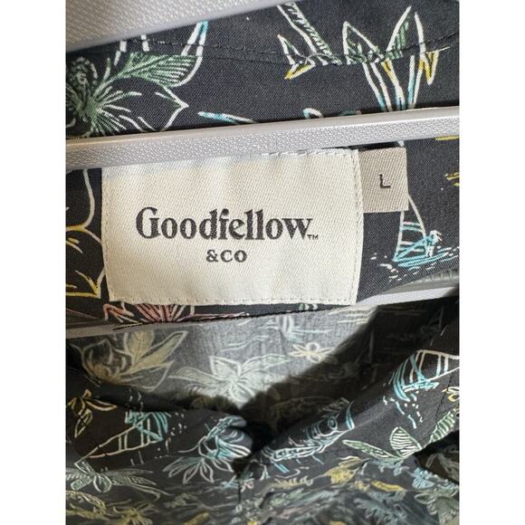 Goodfellow Shirt Mens Large Multicolor Floral Animals Hawaiian Casual Dad - Picture 2 of 5
